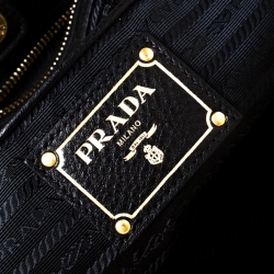 Pre Owned Prada Black Tessuto Nylon And Leather Satchel