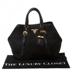 Pre Owned Prada Black Tessuto Nylon And Leather Satchel