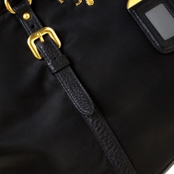 Pre Owned Prada Black Tessuto Nylon And Leather Satchel