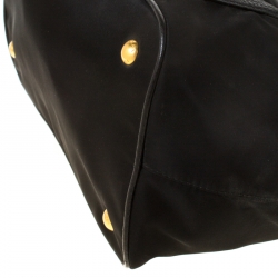 Pre Owned Prada Black Tessuto Nylon And Leather Satchel
