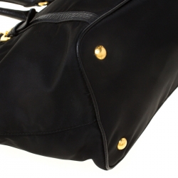 Pre Owned Prada Black Tessuto Nylon And Leather Satchel