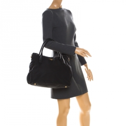 Pre Owned Prada Black Tessuto Nylon and Leather Tote