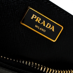 Pre Owned Prada Black Saffiano Leather Baguette Shoulder Bag