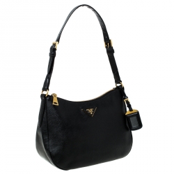 Pre Owned Prada Black Saffiano Leather Baguette Shoulder Bag