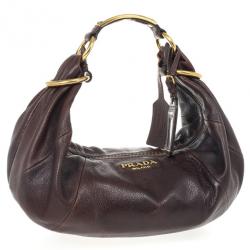 Pre Owned Prada Brown Antik Cervo Leather Sacca Hobo