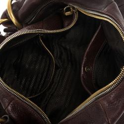 Pre Owned Prada Brown Antik Cervo Leather Sacca Hobo
