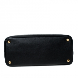 Pre Owned Prada Black Saffiano Cuir Leather Medium Double Handle Tote