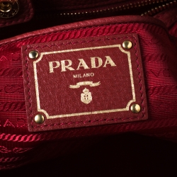 Pre Owned Prada Red Leather Vitello Daino Shopper Tote