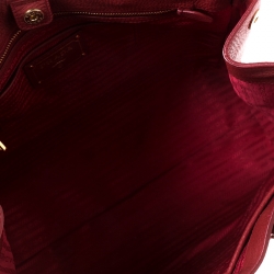 Pre Owned Prada Red Leather Vitello Daino Shopper Tote