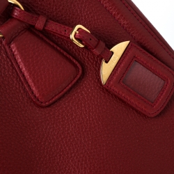 Pre Owned Prada Red Leather Vitello Daino Shopper Tote