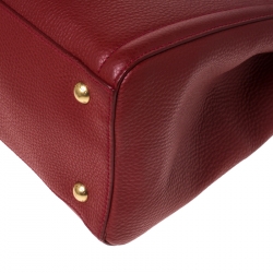 Pre Owned Prada Red Leather Vitello Daino Shopper Tote