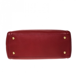 Pre Owned Prada Red Leather Vitello Daino Shopper Tote