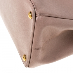 Pre Owned Prada Beige Saffiano Lux Leather Medium Double Zip Tote