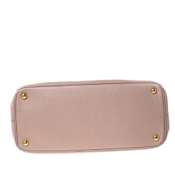 Pre Owned Prada Beige Saffiano Lux Leather Medium Double Zip Tote