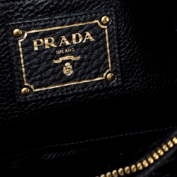Pre Owned Prada Black Leather Vitello Daino Sacca 2 Manici Hobo