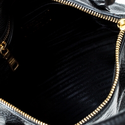 Pre Owned Prada Black Leather Vitello Daino Sacca 2 Manici Hobo