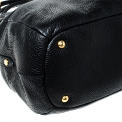 Pre Owned Prada Black Leather Vitello Daino Sacca 2 Manici Hobo