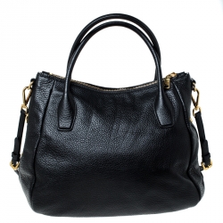 Pre Owned Prada Black Leather Vitello Daino Sacca 2 Manici Hobo