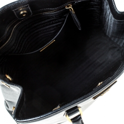 Pre Owned Prada Black Saffiano Lux Leather Parabole Tote