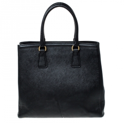 Pre Owned Prada Black Saffiano Lux Leather Parabole Tote