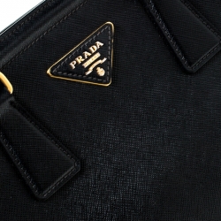 Pre Owned Prada Black Saffiano Lux Leather Parabole Tote