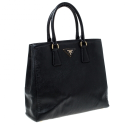 Pre Owned Prada Black Saffiano Lux Leather Parabole Tote