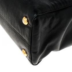 Pre Owned Prada Black Saffiano Lux Leather Parabole Tote