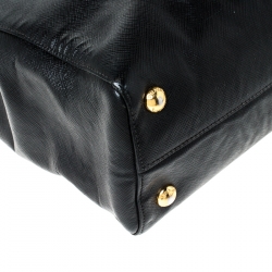 Pre Owned Prada Black Saffiano Lux Leather Parabole Tote