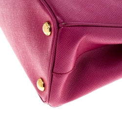 Pre Owned Prada Hot Pink Saffiano Lux Leather Mini Double Zip Tote