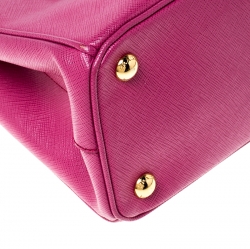 Pre Owned Prada Hot Pink Saffiano Lux Leather Mini Double Zip Tote
