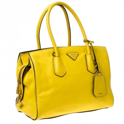 مملوكة مسبقًا Prada Yellow Vitello Diano Leather Satchel