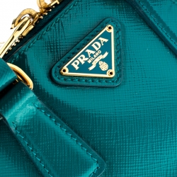 Pre Owned Prada Turquoise Saffiano Metal Leather Mini Promenade Crossbody Bag