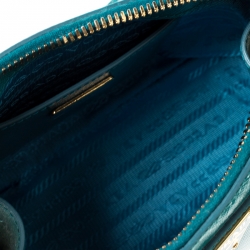 Pre Owned Prada Turquoise Saffiano Metal Leather Mini Promenade Crossbody Bag