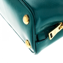 Pre Owned Prada Turquoise Saffiano Metal Leather Mini Promenade Crossbody Bag