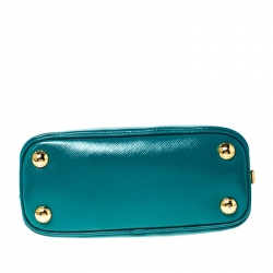 Pre Owned Prada Turquoise Saffiano Metal Leather Mini Promenade Crossbody Bag