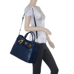 Pre Owned Prada Navy Baltico Soft Calf Leather Tote