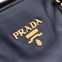 Pre Owned Prada Navy Baltico Soft Calf Leather Tote