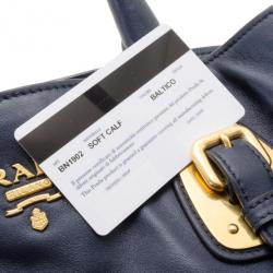 Pre Owned Prada Navy Baltico Soft Calf Leather Tote