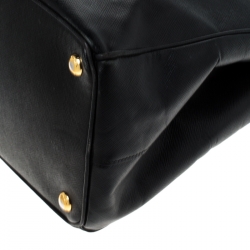 Pre Owned Prada Black Saffiano Lux Leather Medium Double Zip Tote
