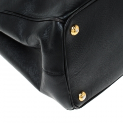 Pre Owned Prada Black Saffiano Lux Leather Medium Double Zip Tote