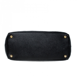 Pre Owned Prada Black Saffiano Lux Leather Medium Double Zip Tote