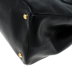 Pre Owned Prada Black Saffiano Lux Leather Gardener's Tote