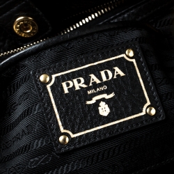 Pre Owned Prada Black Leather Vitello Diano Side Zip Tote