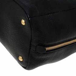 Pre Owned Prada Black Leather Vitello Diano Side Zip Tote