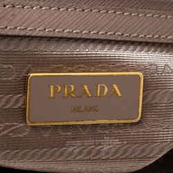 Pre Owned Prada Nude Saffiano Lux Leather Mini Double Zip Tote