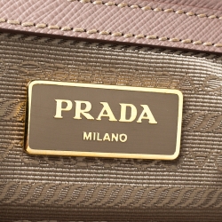 Pre Owned Prada Beige Saffiano Lux Leather Small Double Zip Tote 
