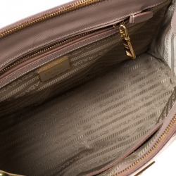 Pre Owned Prada Beige Saffiano Lux Leather Small Double Zip Tote 