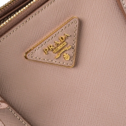 Pre Owned Prada Beige Saffiano Lux Leather Small Double Zip Tote 