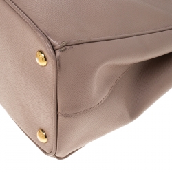 Pre Owned Prada Beige Saffiano Lux Leather Small Double Zip Tote 