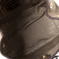 Pre Owned Prada Beige/Brown Jacquard Logo Canvas Bow Shoulder Bag